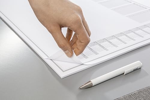 SIGEL H7350 Paper Desk Pad, Weekly Planning Design with Hourly Grid and 3-Year Calendars, A2 (59.5 x 41 cm), Blue and White, 30 Sheets