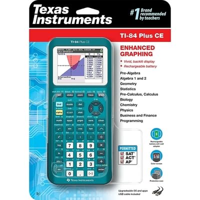 TI-84 Plus CE Graphing Calculator Texas Instruments, Teal (Metallic)