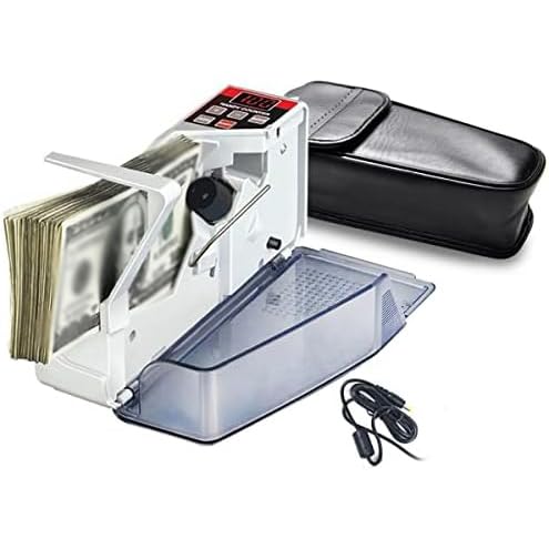 Acivirdde Mini Handheld Money Counting Machine, Portable Bill Cash Money Register Currency Counter Counting Machine,LED Display, 190X90X50 mm
