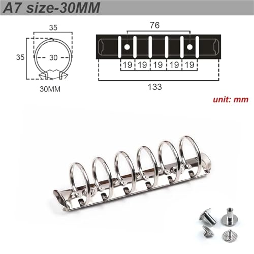 A6 Binder Rings 10pcs Metal Ring Binder Clips for Loose Leaf Notebook, Detachable A5 Personal A6 A7 Rings for Planner Accessories for Notebook(A7 Silver 30MM)