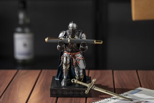 Medieval Armored Knight Pen Holder Figurine Paperweight Phone Stand Irn&Grn