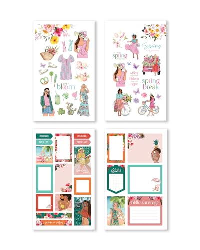 Rongrong Whimsical Seasons Planner Stickers Book for Planners, Calendars, Journals and Projects – Premium Quality Hand Drawn – Scrapbook Accessories 24 Pages - Spring, Summer, Fall and Winter