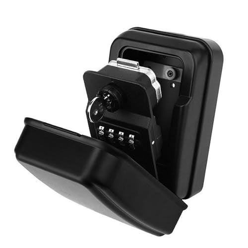 Upgraded Wall Mount Safe Box with 4 Digit Combination and Backup for Secure Weatherproof Storage of Keys and Valuables Weather Storage