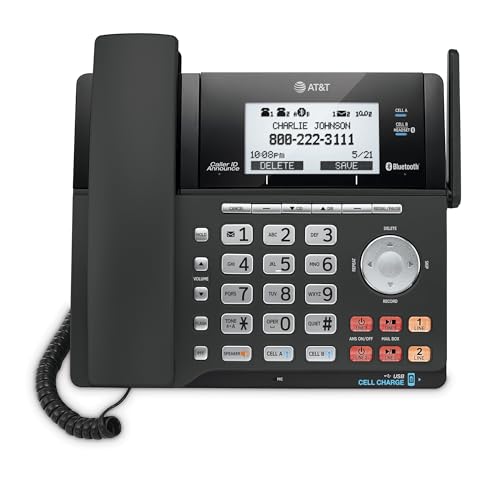 AT&T TL86123 2-Line Corded/Cordless Phone with Answering System, DECT 6.0 Digital Technology, Caller ID/Call Waiting, Intercom, Call Transfer and Remote Access (3 User System)