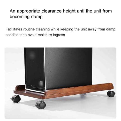 JHDDIA Solid Wood Computer Tower Stand with Wheels Movable Pc Stand Heat Dissipation Pc Holder Floor Cart for Desks Esports Arenas(Solid Timber - 45 x 21 cm)