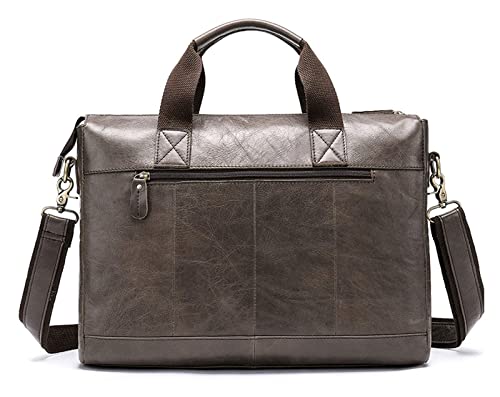 XIADENGLAN Leather Briefcase 14" Laptop Handbag Crossbody Bag Travel Office rk Satchel Business Messenger Shoulder(Gray)