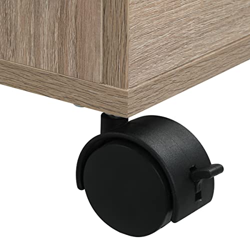 OSP Home Furnishings Holly 4-Drawer Mobile Storage Cart for Home Office, River Tan Oak Finish