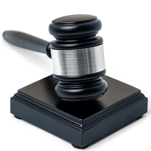 Black Ebony Finish Gavel with Sound Block Includes Personalized Engraved Band