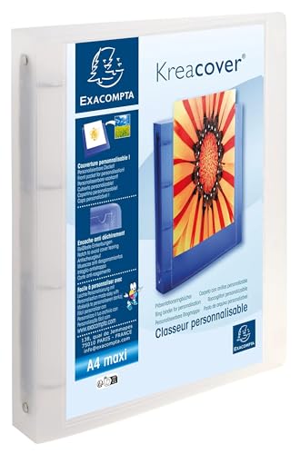 Exacompta Kreacover Chromaline PP Rigid Cover Ring Binder, A4+, 40 mm Spine, 4 Rings - Assorted Colours, Pack of 12