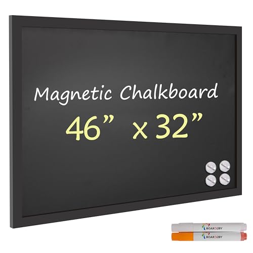 Board2by Large Magnetic Chalkboard Black Board 46 x 32 in, Classic Black