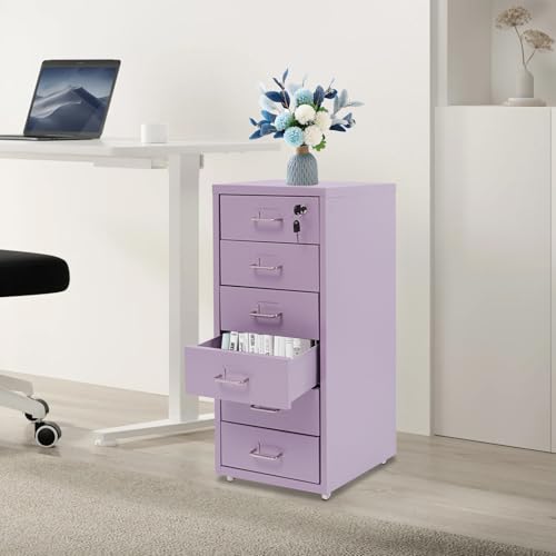 JSEBNHCUX 6 Drawer File Cabinet with Lock Metal Office Filing Cabinet