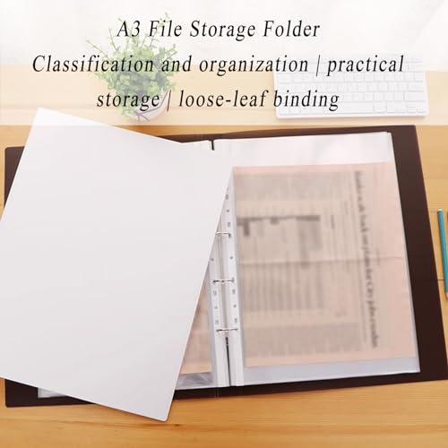 2 Pcs A3 Display Book Folder with Removable Clear Pockets, Translucent White Cover Presentations Document Project Files Folder/50 Pages