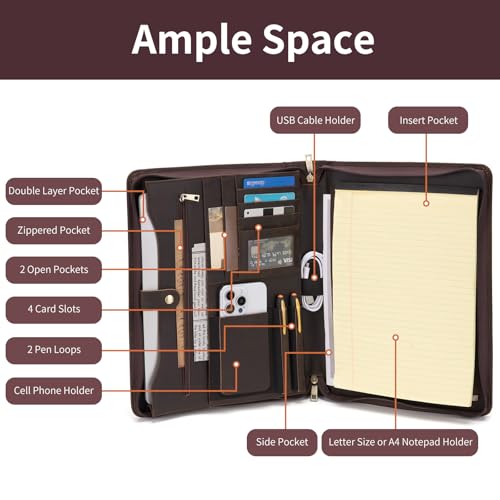 Geslun Leather Business Portfolio for 8.5 x 11" Legal Pad