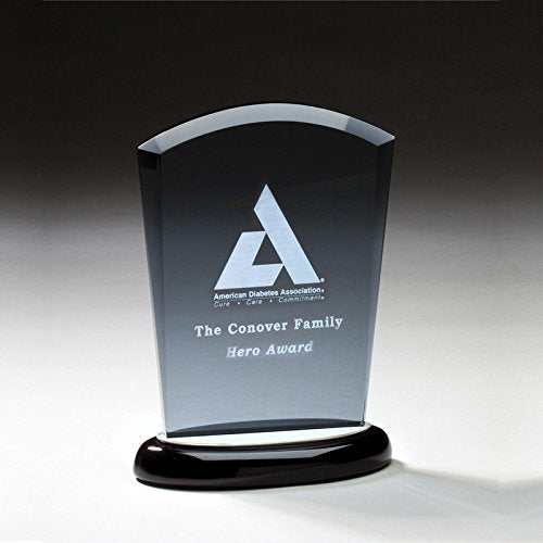 SHOP AWARDS AND GIFTS Customizable 6 Inch Smoked Glass with Aluminum Accents Award on Black Base, Includes Personalization