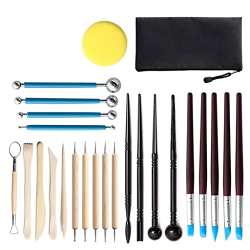 OBKSEB 25pcs Polymer Clay Tools Sculpting Kit Sculpt Smoothing Wax Carving Pottery Ceramic Shapers Modeling Carved Tool Set