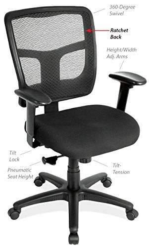 OfficeSource Cool Mesh Basic Series Mid-Back Task Chair, Black