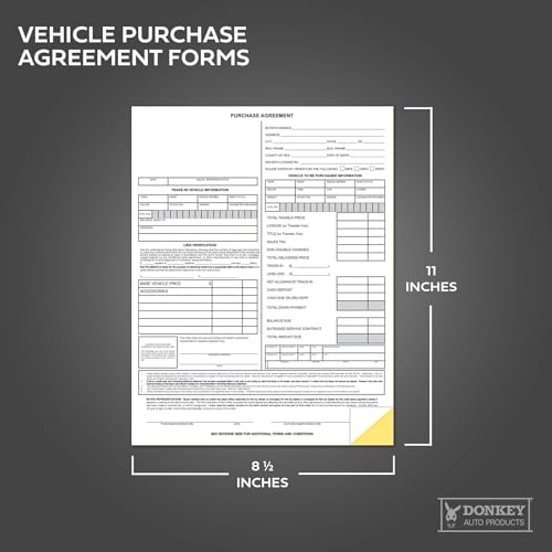 Vehicle Purchase Agreement Forms (2-Part) (100 per pack)
