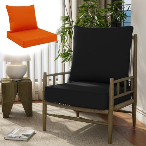 Ojtuyht 2 Ltem High Back Seat Cushion, Chair Cushions Set Fade Resistant Removable with Backrest, Replacement Cushions for Lndoor Dining Chairs Lawn(E,2 pcs 21 5/8" x23 5/8")