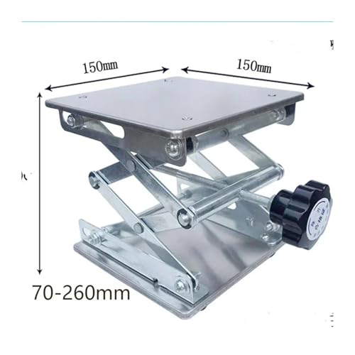 Mini Lifting Table 1pcs Lift Table Lab Plate Jack Scissor Stand Platform Router Workbench Laboratory Carpentry Tools(Silver-150X150MM)