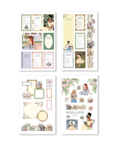 Literary Seasons Sticker Book – Book Lover Planner Stickers for Journaling, Scrapbooking & Reading Tracker, Seasonal Decorative Stickers for Winter Spring Summer Fall, Bookish Stationery Gift