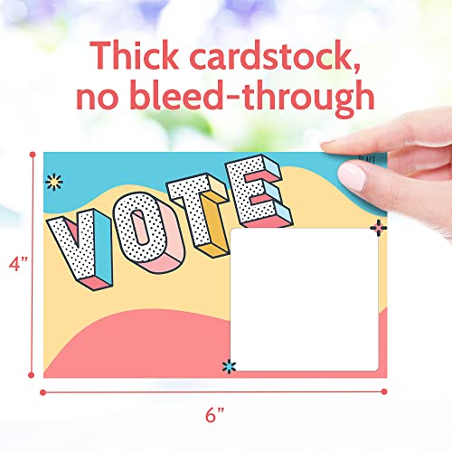T MARIE 400 Bulk Voter Postcards 4x6-4 Vibrant Designs, Blank Back for Personalized Messages, Smear-Resistant Uncoated Cardstock, Spark Change and Encourage Voting in Your State