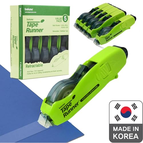 TAPE RUNNER Double Sided Adhesive with Dispenser Roller Included - Photo Safe, Sticky, Clear & No Mess - Ideal for Scrapbooking, Crafts & More - Retractable (315 inches per Cartridge), 40 Cartridge