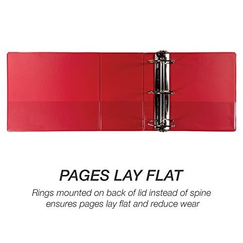 Samsill Durable 6 inch 3 Ring Binder, Locking D Ring Binder, Customizable Clear View Cover, Red, Holds 1225 Pages