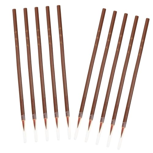 Chinese caligraphy brush, Writing Calligraphy 10Pcs student calligraphy ink writing brush wolf hair to color Stationery calligraphy pen suite brush calligraphy set traditional calligraphy brush China(