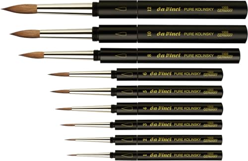 da Vinci Travel Series 1503 Maestro Watercolor Brush, Round Kolinsky Red Sable with Pocket Case Handle, Size 4