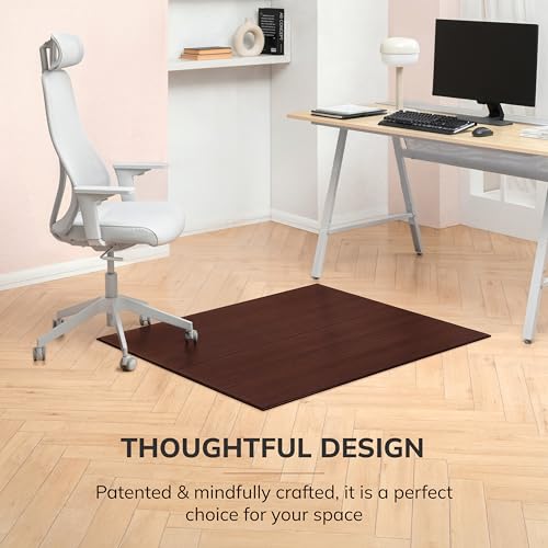 Anji Mountain 48" x 42" Bamboo Office Chair Mat for Carpet & Hardwood Floor