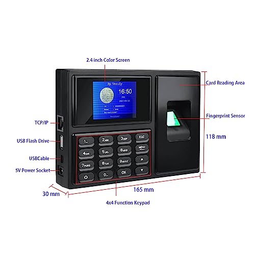 EliteBloom Time Clocks TCP/IP Biometric Fingerprint Employee Time and Attendance Management System Time Clock Punch Clock Machine,