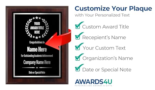 Award Plaques Personalized with Your Text and Title - Engraved Plaque Customized for Employee Appreciation, Recognition, Retirement, Service, Thank You, and more - Custom Awards for Employees, Co-Worker, Friends - Choose Your Size: (9x12 Black/Silver)
