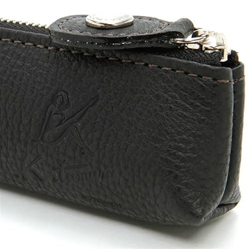 Kitamura(キタムラ) Pen Case, L-Shaped Open Mouth, Black/Grey Stitched [Black] 15801