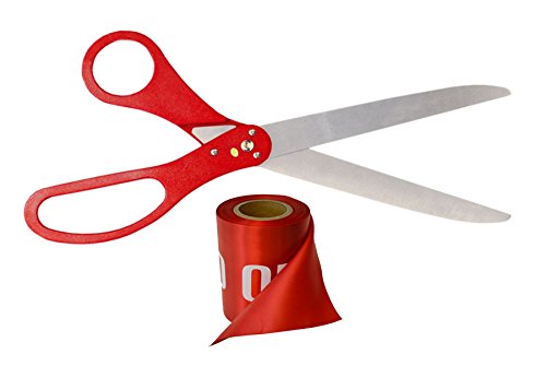 30 Inch Red Scissors and 12 x 6 Grand Opening Ribbon Set (Red)