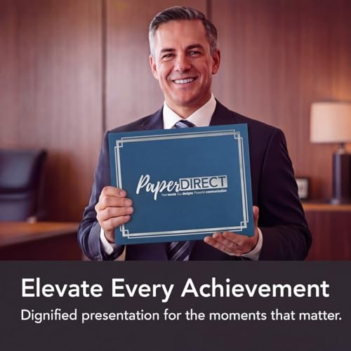 PaperDirect Foil Elegance Custom Certificate Jackets, Blue, Double Silver Embossed Foil, Personalized Certificate Holders, Schools, Businesses, Awards, Diplomas & Professional Recognition, 50 Count