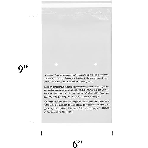 EcoSwift - 6” X 9” (5000 Count) Self Seal Clear Poly Bags with Suffocation Warning for Packaging, Shipping - Permanent Adhesive