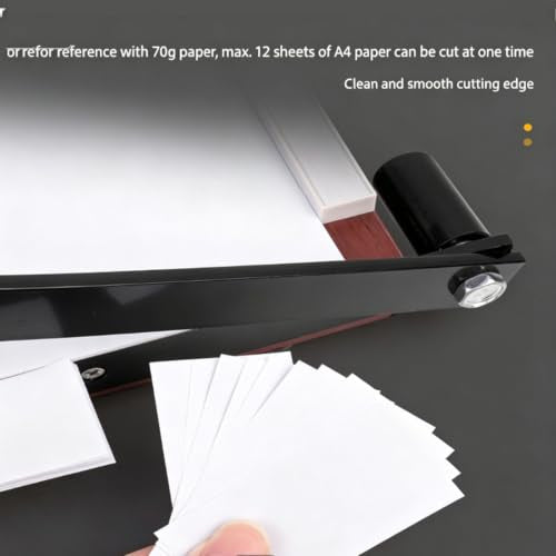 Mavoli A4 Wooden Panel Guillotine Paper Trimmer, Heavy‑Duty 12‑Sheet Cutting Capacity with Safety Blade Lock, Gridded Base Paper Cutter for Photos, Cardstock, Magazines, PVC and Regular Copy Paper