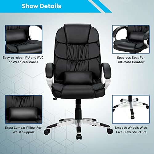 FZGGWYHL Heavy Duty Home Office, Comfortable Heavy Duty Design, Ergonomic High Back Cushion Lumbar Back Support, Computer Desk, Big and Tall, Adjustable Executive Leather with Arms