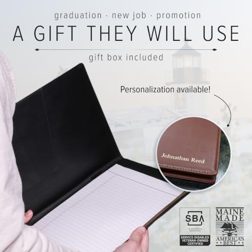 Gallery Leather Padfolio, Refillable Portfolio Folder, Freeport Navy