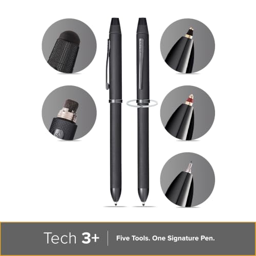 Cross Tech3+ Brushed Black PVD Multifunction Pen, Black Ink, Corporate Gift