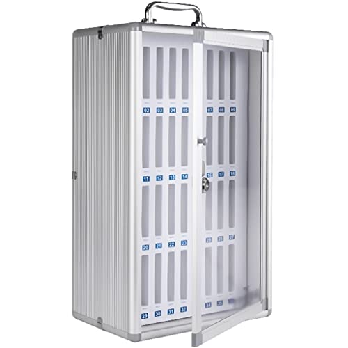 Clear Cellphone Lockers, Aluminum Alloy Pocket Chart Storage Cabinet for Cell Phones, Wall-Mounted with A Locked for Office Classroom (Color : Silver, Size : 36)