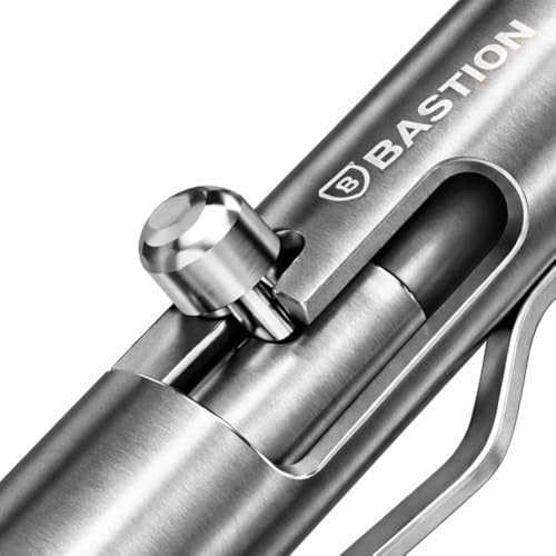 BASTION Titanium Bolt Action Pen, Gift Pens for Men, Tactical EDC, Silver