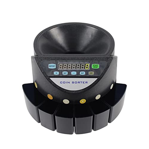 GAZOGJ Money Counter Bill Counter Machine Blue Mixed Coin Value Sorter Euro Coin Counter for European Market Coins Counting Machine with 8 Money Tube Fast and Easy to Use,Philippens