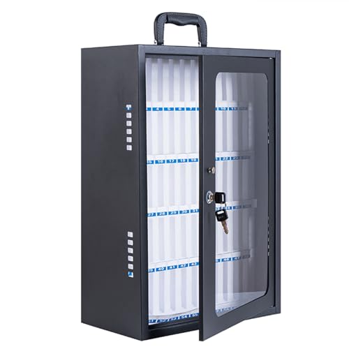 Cell Phone Holder Cell Phone Storage Cabinet Pocket Chart, Large-capacity Cell Phones Storage Locker Box with Handle and Lock, Desktop Mobile Phone Holder Organizer for Office School Classroom