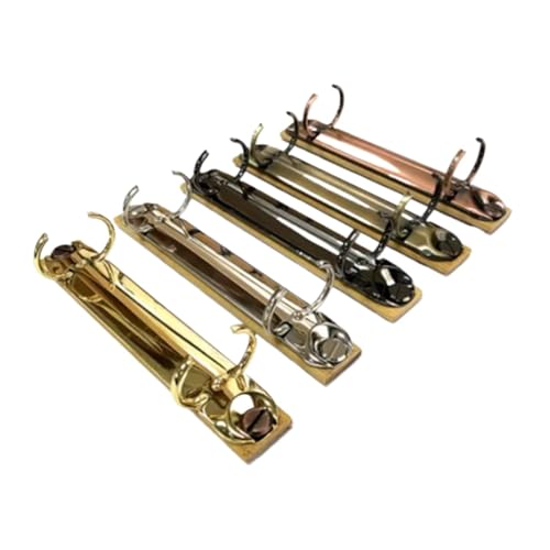 Ring Clips 8pcs A7 Detachable Buckle Loose-Leaf Binder Strip with Bamboo Back Panel 2 Holes Metal Ring Binder Clips for Handbook Album Notebook(Gold)
