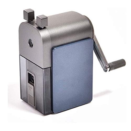 ZYQHMY Manual Pencil Sharpener Metallic Heavy Duty Double-Hole Pencil Sharpener with Auto-Stop Function, for School, Office or Classroom(Blue)