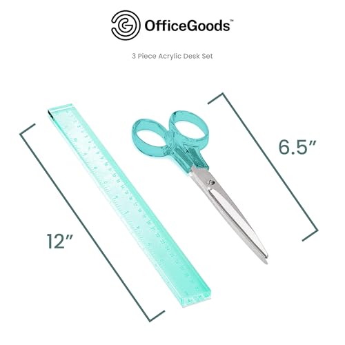 OfficeGoods 3-Piece Acrylic Desk Set, Green with Silver Metal