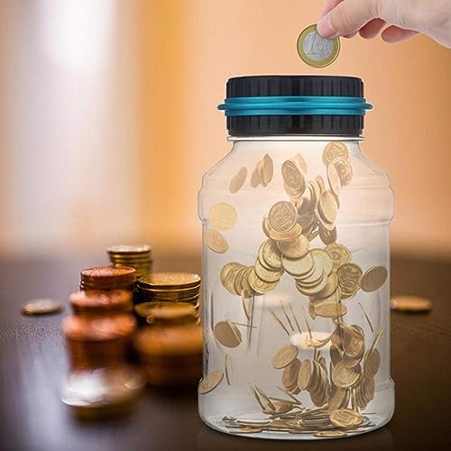 ASMEIR Large Capacity Electronic Piggy Bank Digital LCD Counting Coin Counter Bank Coin Money Saving Box for USD Euro Kids Adults Gifts (Color : Euro Type)