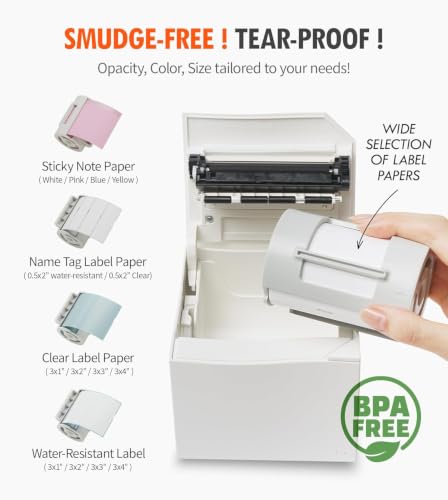 MANGOSLAB Nemonic AI Sticky Note Label Printer | Inkless Bluetooth Thermal Label Printer for Small Business | Durable Shipping Label Maker & Portable Wireless