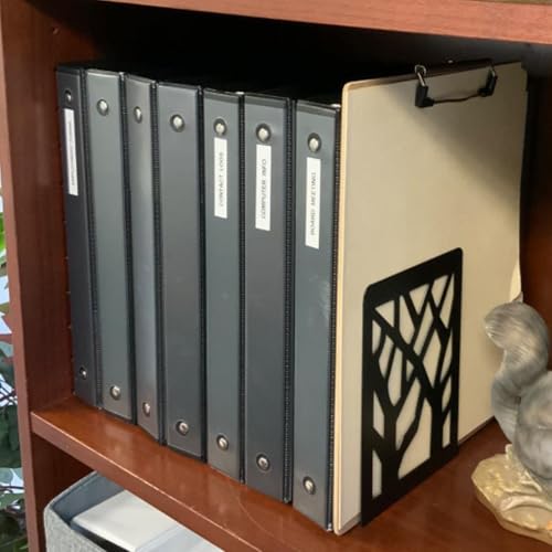 HAKZEON 16 Pack 8 Pairs 4.7 x 3.4 x 7 Inches Book Ends, Metal Bookends with Non-Slip Pads, Black Book Ends for Shelves, Decorative Bookends Supports